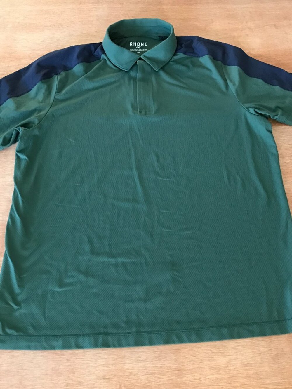Rhone Momentum Tech Performance Polo Shirt Men L Green Colorblock 1/4 Zip Golf